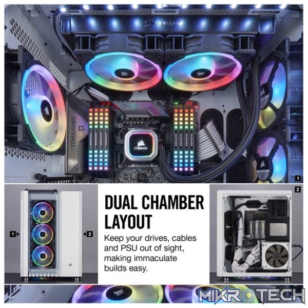 Corsair Crystal Series 680X White RGB E-ATX Chassis with Tempered Glass Side Panel - Image 7